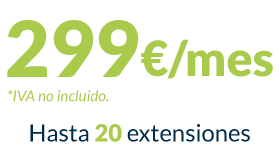 6Mesa de trabajo 2 copia 5 299 € al mes IVA no incluido con hasta 20 extensiones. Precios Centralita Virtual para pack business.
