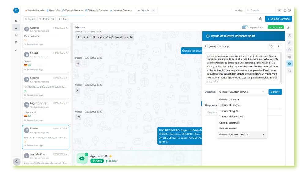 Asistente de IA para plataforma de gestión de WhatsApp